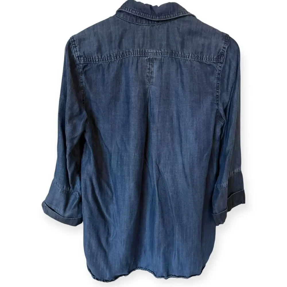 Anthropologie Cloth and Stone Tencel Denim Buttondown Shirt - Picture 3 of 6